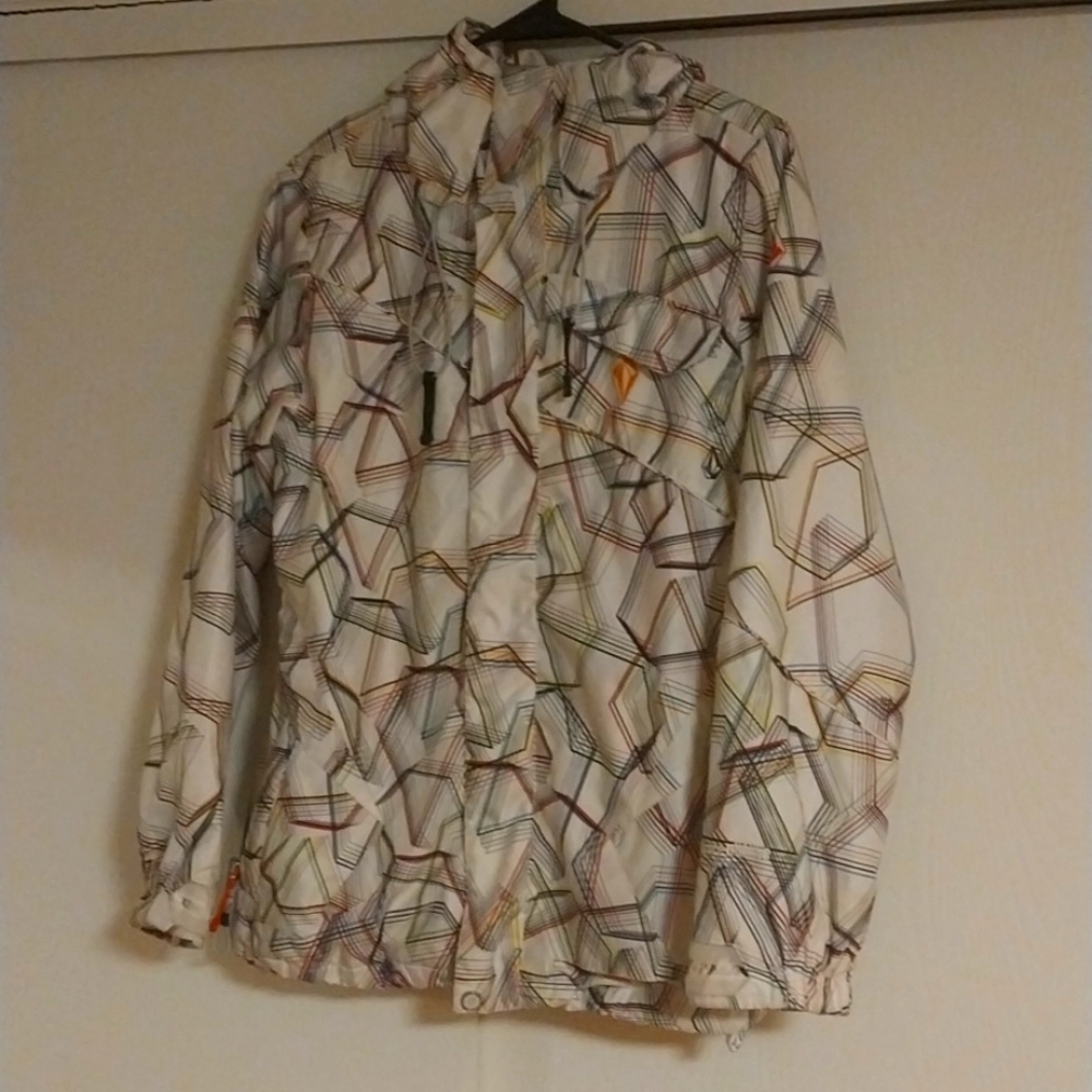 VOLCOM white/ design snow jacket  women's size small